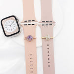 21mm Width Rotatable Smartwatch Strap Decorative Ring Metal Accessories, Gold Windmill, Purple Flower Ring