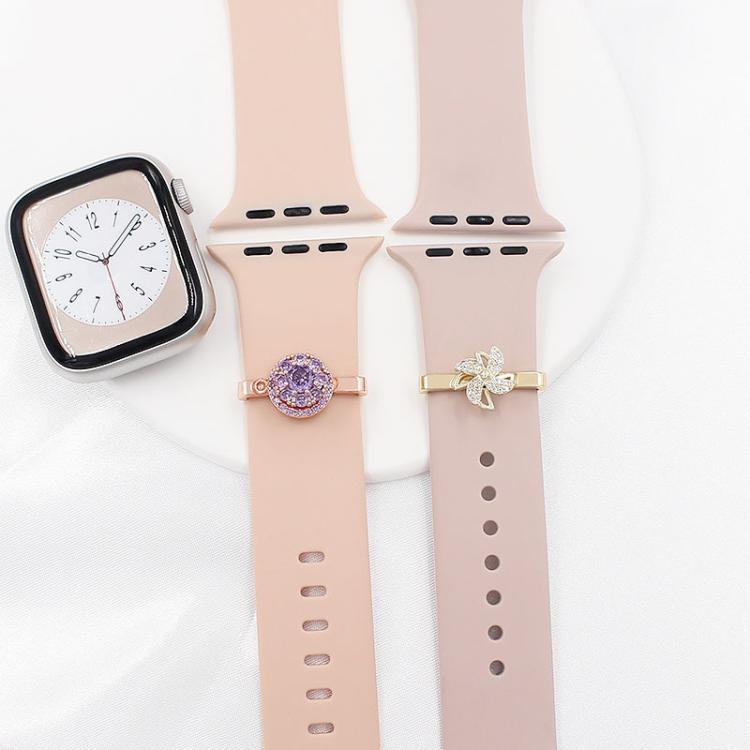 21mm Width Rotatable Smartwatch Strap Decorative Ring Metal Accessories, Gold Windmill, Purple Flower Ring
