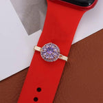 21mm Width Rotatable Smartwatch Strap Decorative Ring Metal Accessories, Gold Windmill, Purple Flower Ring