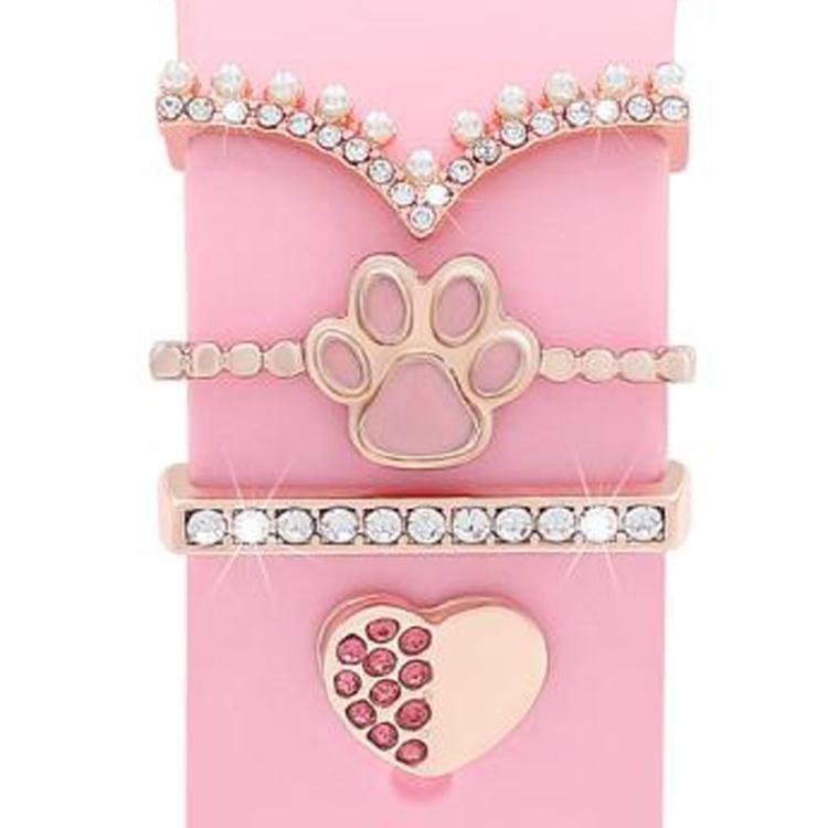 4pcs / Set 22mm Width Smart Watch Band Decorative Ring Metal Accessories, 1, 2, 3, 4