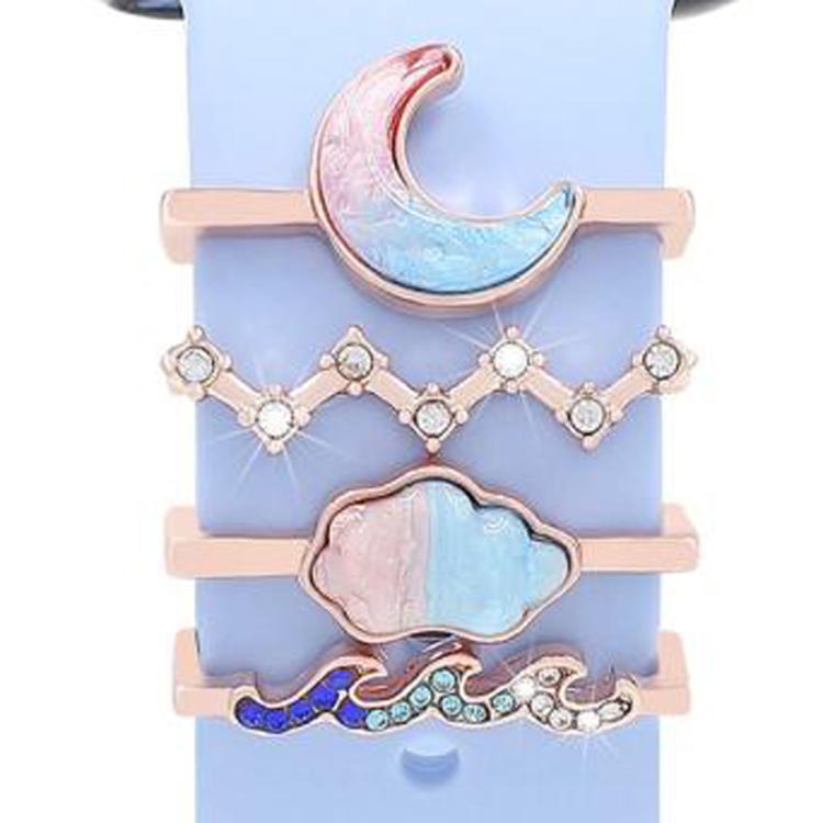 4pcs / Set 22mm Width Smart Watch Band Decorative Ring Metal Accessories, 1, 2, 3, 4