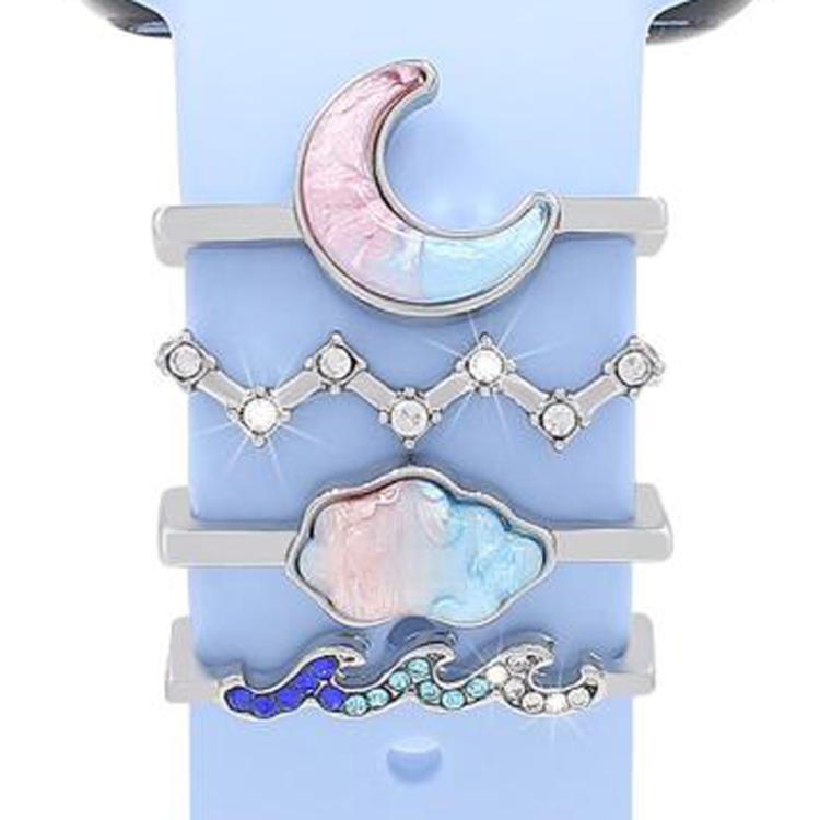 4pcs / Set 22mm Width Smart Watch Band Decorative Ring Metal Accessories, 1, 2, 3, 4