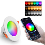 Tuya Bluetooth Smart Ceiling Lamp Round Recessed RGBCW Color Changing Dimmable Ceiling Light, Tuya Bluetooth 10W 85-265V