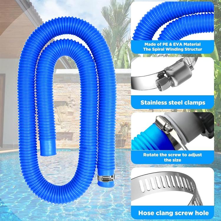 32mm Pool Hose + Connector + Screwdriver For Intex 300 GPH/530 GPH, 1.5m White Hose, 1.5m Blue Hose, 1m Blue Hose, 1m White Hose