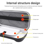 Sacoche de rangement portable à motif O pour Nintendo Switch 2, en PU noir à motif O et en tissu gris à motif O.