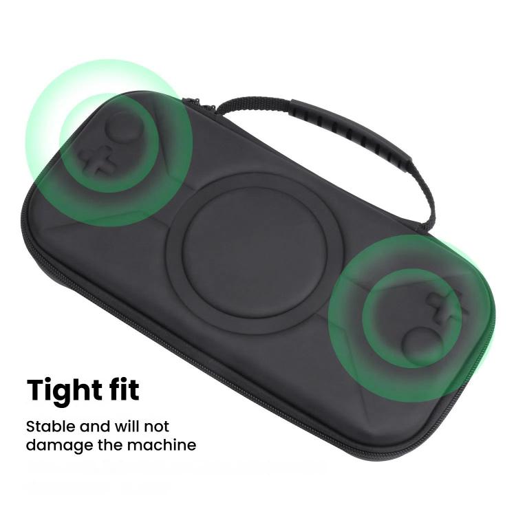 Sacoche de rangement portable à motif O pour Nintendo Switch 2, en PU noir à motif O et en tissu gris à motif O.