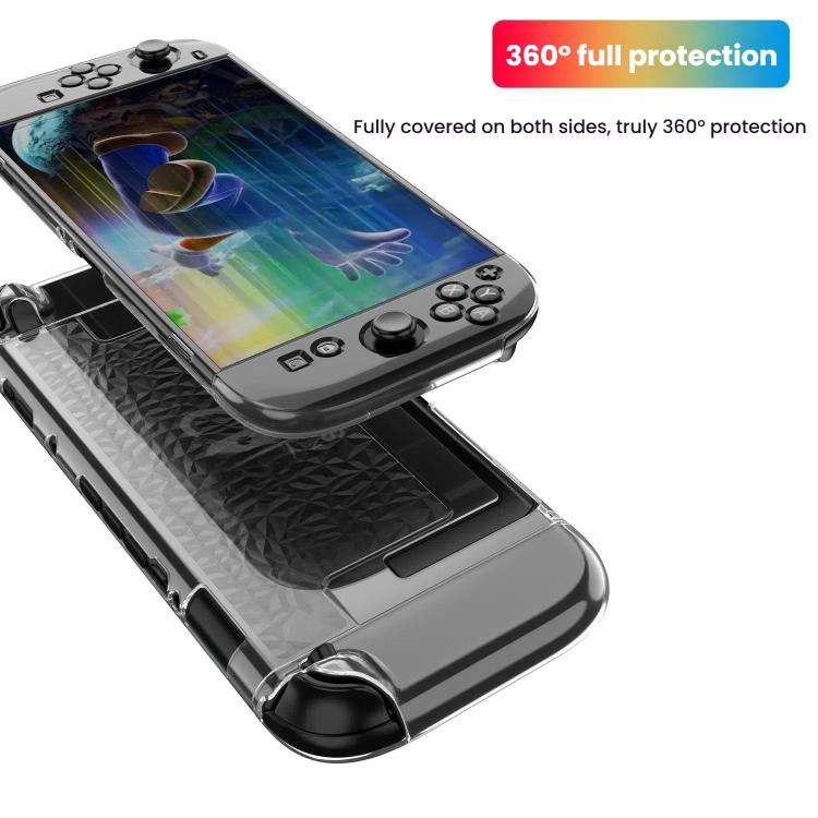 Coque transparente fendue en TPU+PC pour Nintendo Switch 2, coque antichoc, coque fendue en TPU+PC à motif diamant