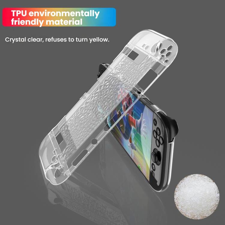 Coque transparente fendue en TPU+PC pour Nintendo Switch 2, coque antichoc, coque fendue en TPU+PC à motif diamant