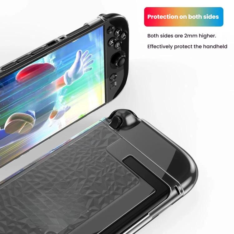 Coque transparente fendue en TPU+PC pour Nintendo Switch 2, coque antichoc, coque fendue en TPU+PC à motif diamant