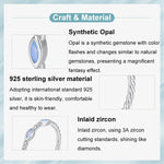 S925 Sterling Silver Platinum-Plated Zircon Nano Opal Ring, 6, 7, 8