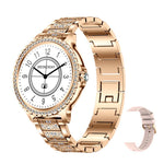 Bluetooth Calling AI Voice Assistant Life Waterproof Sports Smartwatch, Black Silicone Strap, Gold Pink Silicone Strap, Silver Gray Silicone Strap, Gold Rough Steel Strap+Pink Silicone Strap, Silver Rough Steel Strap+Gray Silicone Strap                ...