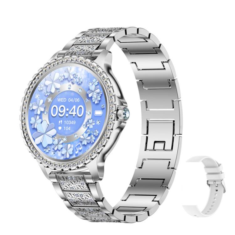 Bluetooth Calling AI Voice Assistant Life Waterproof Sports Smartwatch, Black Silicone Strap, Gold Pink Silicone Strap, Silver Gray Silicone Strap, Gold Rough Steel Strap+Pink Silicone Strap, Silver Rough Steel Strap+Gray Silicone Strap                ...