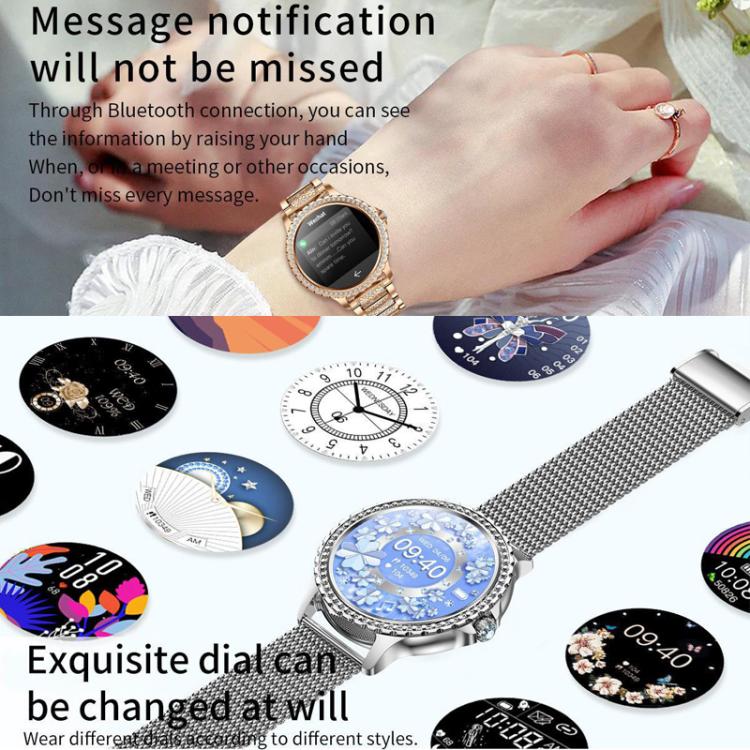 Bluetooth Calling AI Voice Assistant Life Waterproof Sports Smartwatch, Black Silicone Strap, Gold Pink Silicone Strap, Silver Gray Silicone Strap, Gold Rough Steel Strap+Pink Silicone Strap, Silver Rough Steel Strap+Gray Silicone Strap                ...