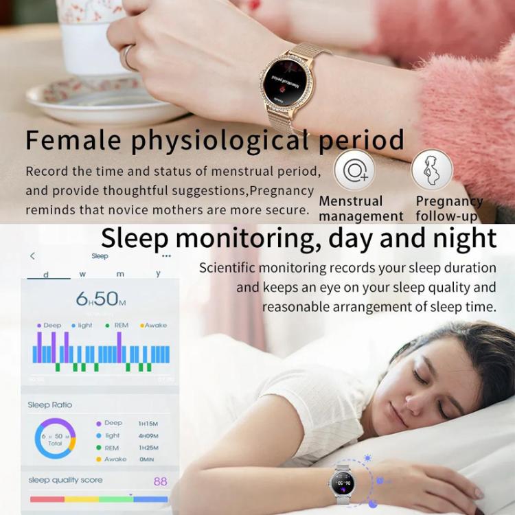 Bluetooth Calling AI Voice Assistant Life Waterproof Sports Smartwatch, Black Silicone Strap, Gold Pink Silicone Strap, Silver Gray Silicone Strap, Gold Rough Steel Strap+Pink Silicone Strap, Silver Rough Steel Strap+Gray Silicone Strap                ...