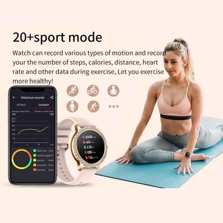 Bluetooth Calling AI Voice Assistant Life Waterproof Sports Smartwatch, Black Silicone Strap, Gold Pink Silicone Strap, Silver Gray Silicone Strap, Gold Rough Steel Strap+Pink Silicone Strap, Silver Rough Steel Strap+Gray Silicone Strap                ...