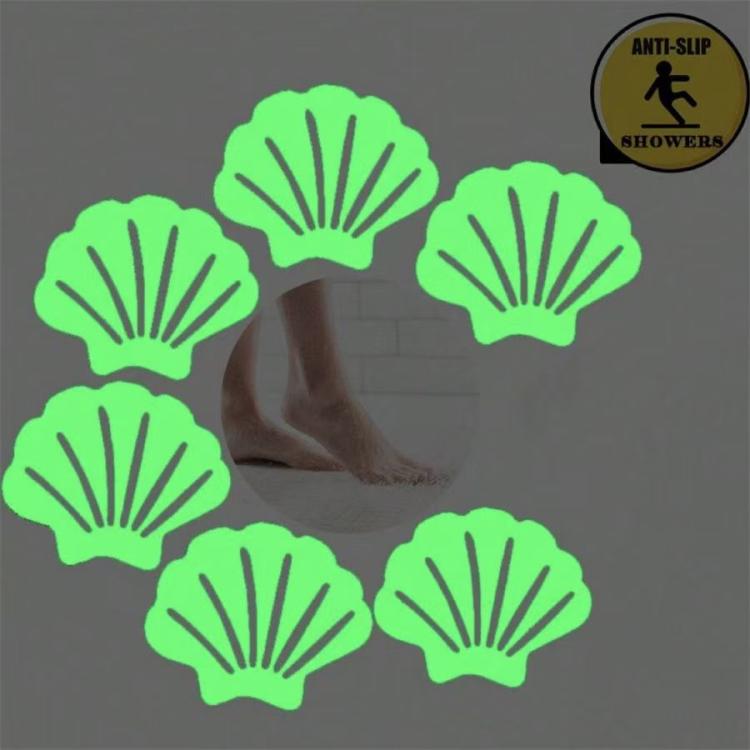12pcs /Pack PEVA Self-Adhesive Glow-in-the-Dark Anti-Slip Stickers for Bathroom, Stairs, Floor, Strip 2x20cm, Strip 2x38cm, S-shape 1.3x18cm, Round 8cm, Round 10cm, Flower 8cm, Flower 10cm, Conch