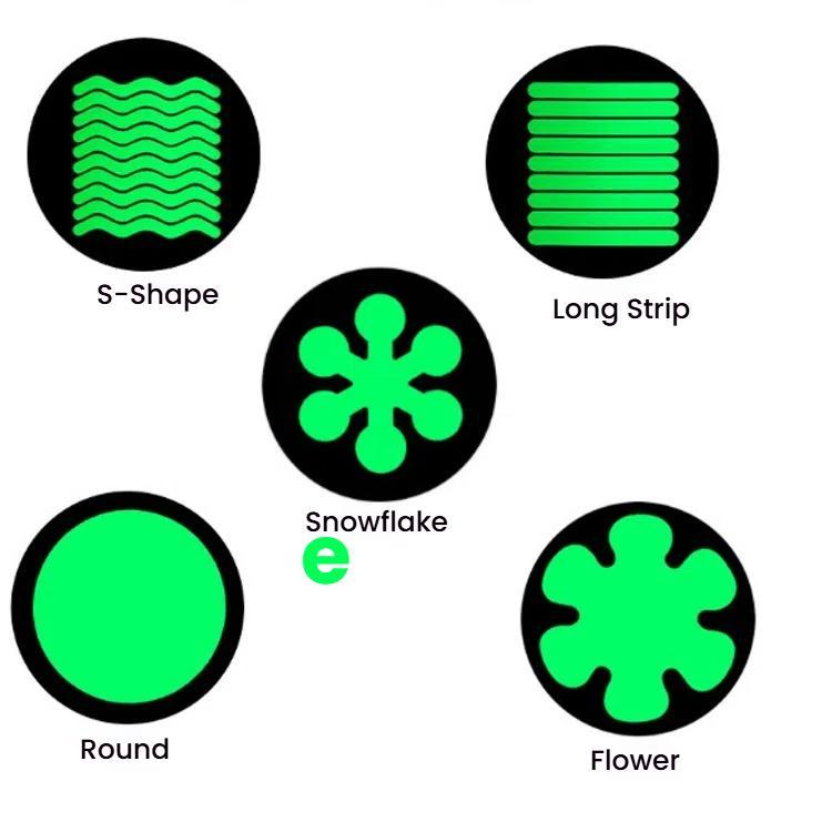 12pcs /Pack PEVA Self-Adhesive Glow-in-the-Dark Anti-Slip Stickers for Bathroom, Stairs, Floor, Strip 2x20cm, Strip 2x38cm, S-shape 1.3x18cm, Round 8cm, Round 10cm, Flower 8cm, Flower 10cm, Conch