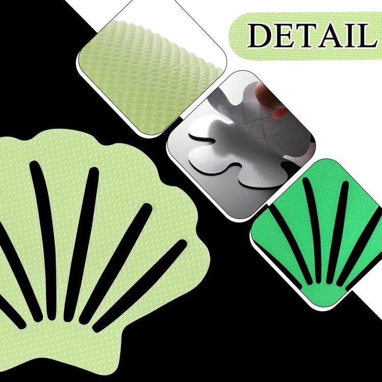 12pcs /Pack PEVA Self-Adhesive Glow-in-the-Dark Anti-Slip Stickers for Bathroom, Stairs, Floor, Strip 2x20cm, Strip 2x38cm, S-shape 1.3x18cm, Round 8cm, Round 10cm, Flower 8cm, Flower 10cm, Conch