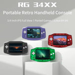 Console de jeux portable ANBERNIC RG 34XX, style rétro classique, sans fil et Wi-Fi. Disponible en version standard 32 Go (sans jeu), standard + 64 Go, standard + 128 Go et standard + 256 Go.