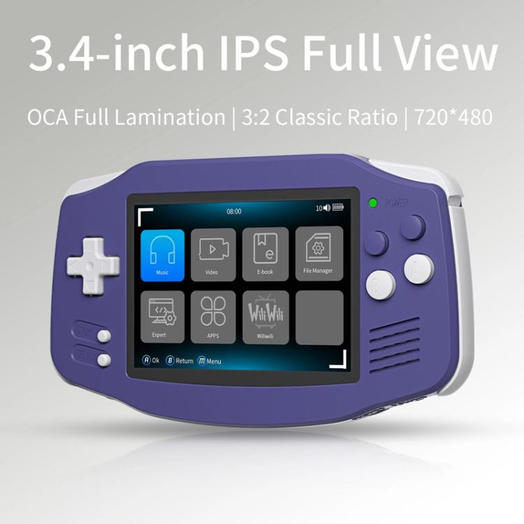 Console de jeux portable ANBERNIC RG 34XX, style rétro classique, sans fil et Wi-Fi. Disponible en version standard 32 Go (sans jeu), standard + 64 Go, standard + 128 Go et standard + 256 Go.