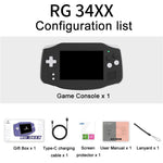 Console de jeux portable ANBERNIC RG 34XX, style rétro classique, sans fil et Wi-Fi. Disponible en version standard 32 Go (sans jeu), standard + 64 Go, standard + 128 Go et standard + 256 Go.