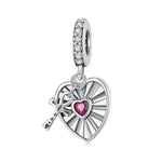 S925 Sterling Silver Heart Cross Hollow Pendant Bracelet Beads