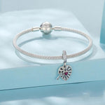 S925 Sterling Silver Heart Cross Hollow Pendant Bracelet Beads