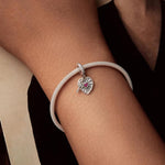 S925 Sterling Silver Heart Cross Hollow Pendant Bracelet Beads