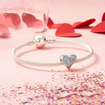 S925 Sterlingsilber Oxidiertes herzförmiges Armbandperlen