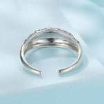 S925 Sterling Silver Oxidized Retro Pattern Open Adjustable Ring