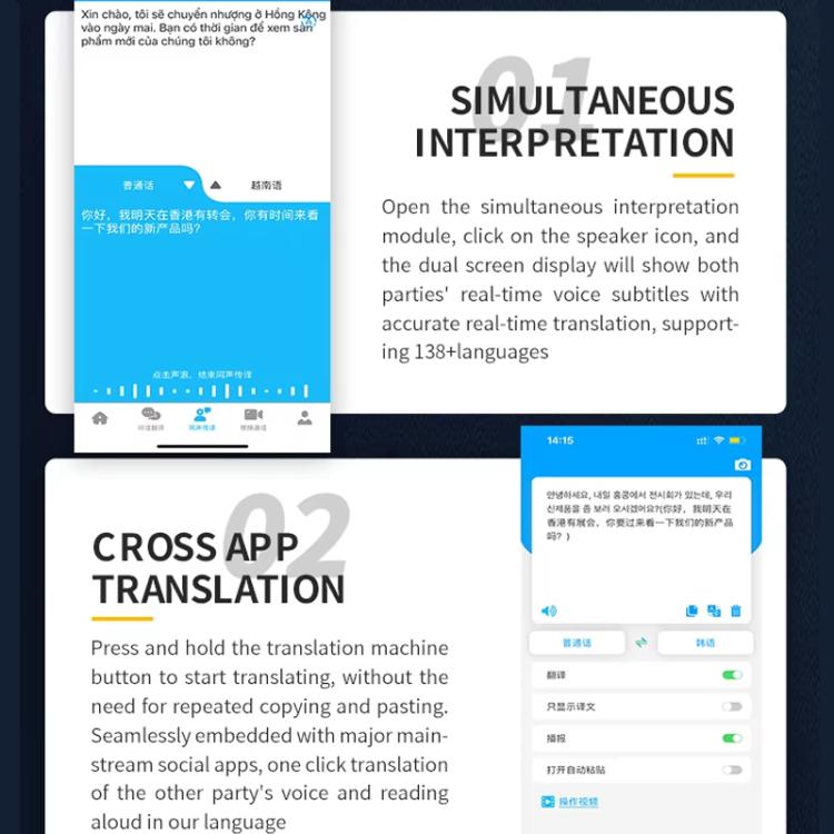 Multilingual Mini Translator Real-Time Voice To Text Translation For Travel, Business & Instant Chat, Basic Version, Upgraded Version
