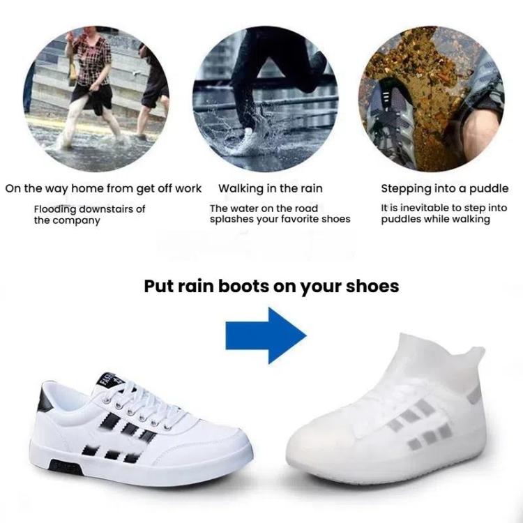 Thickened Wear-Resistant Waterproof Silicone Rain Shoe Cover, S 31-33, M 34-36, L 37-39, XL 40-42, XXL 43-45