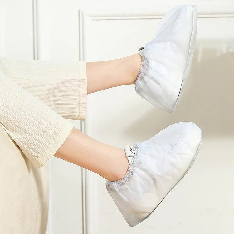 Outdoor Disposable Waterproof PVC Shoe Covers, Low-tube White, Mid-tube White