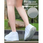 Outdoor Disposable Waterproof PVC Shoe Covers, Low-tube White, Mid-tube White