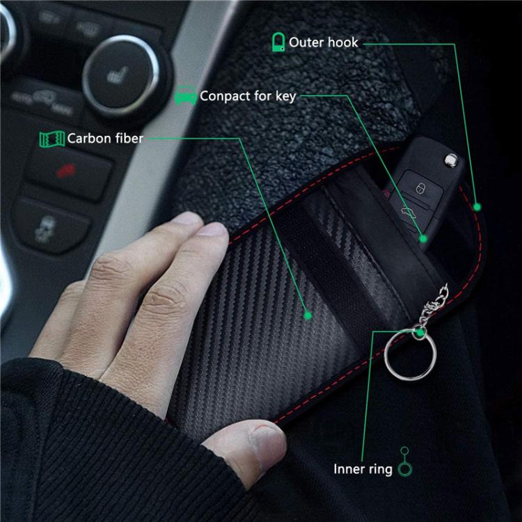RFID Blocking Car Key Holder Anti-Skimming Carbon Fiber Key Case for Vehicles, Credit Cards & Electronics, Medium Red Line, Medium Green Line, Small Black Line