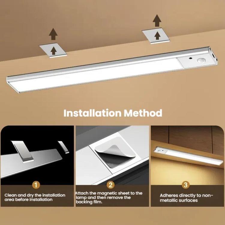 Rechargeable Motion Sensor Light Bar Cabinet Wardrobe Lamp With Remote Control, 20cm Silver, 40cm Silver, 60cm Silver, 80cm Silver, 20cm Black, 40cm Black, 60cm Black, 80cm Black