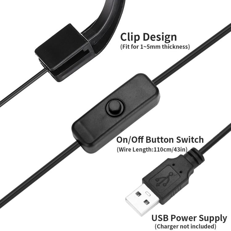 5W Blue White Aquarium LED Clip Light with 12 LEDs USB Powered Mini Fish Tank Light for Aquatic Plants, Water Grass & Small Tanks, 220V, 110V