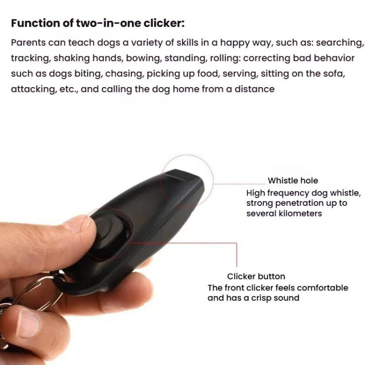 2 In 1 Pet Training Clicker Dog Whistle With Long Wristband