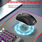 Tri-Mode Wireless Gaming Mouse 24000 DPI, 6 RGB Lighting Modes, Rechargeable, Macro Programmable, Black, White, Pink, Wireless Charging Black, Wireless Charging White, Wireless Charging Pink