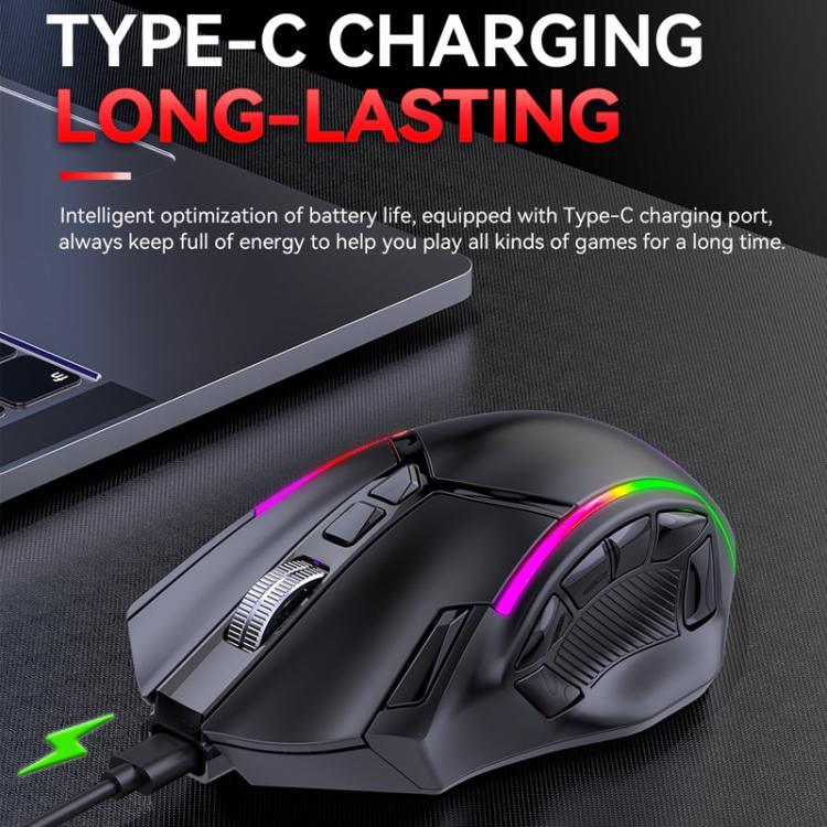MKESPN W605 Triple-Mode 24000 DPI 12-key Wireless Gaming Mouse Macro Customization, W605