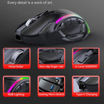 MKESPN W605 Triple-Mode 24000 DPI 12-key Wireless Gaming Mouse Macro Customization, W605