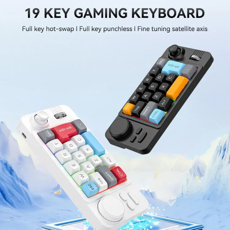 MKESPN  19-Key USB-C Wired Gaming Keyboard Macro Programmable Hot-Swappable Design with Control Knob & Joystick Scroll Wheel, K811  Black