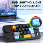 MKESPN  19-Key USB-C Wired Gaming Keyboard Macro Programmable Hot-Swappable Design with Control Knob & Joystick Scroll Wheel, K811  Black