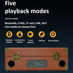 SDRD Wooden Box Karaoke Machine With Wireless Dual Mics All-In-One Speaker System Supports U Disk/TF Card