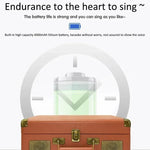 SDRD Wooden Box Karaoke Machine With Wireless Dual Mics All-In-One Speaker System Supports U Disk/TF Card