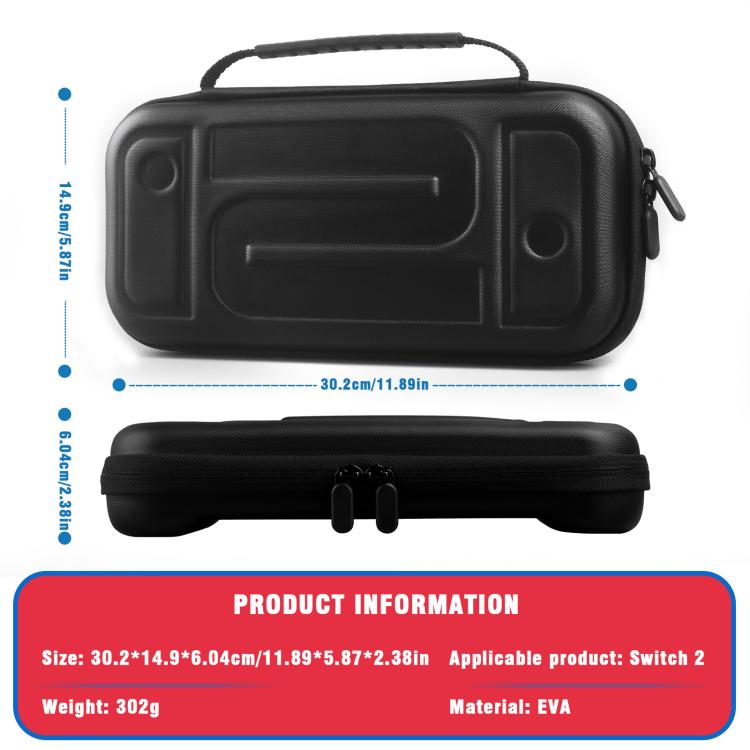 For Nintendo Switch 2 EVA Hard Shell Carrying Case Shockproof  Anti-Crush Protective Travel Case