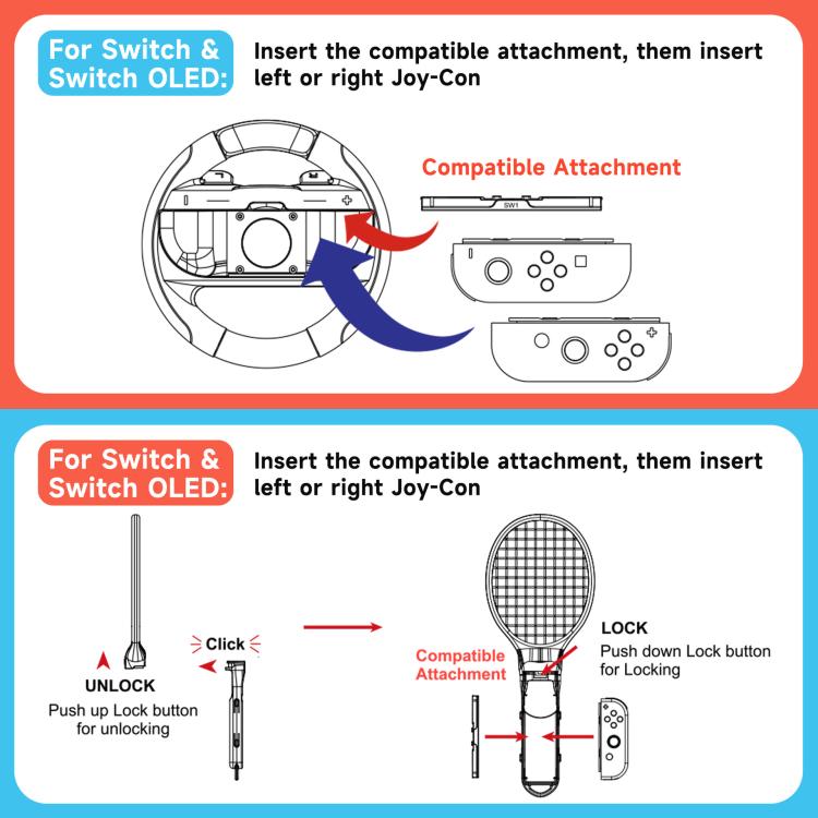 10-in-1 Motion Sports Bundle for Nintendo Switch 2/Switch Tennis Racket, Golf Club, Fencing, Racing Wheel & Multi-Game Accessories, 10-in-1