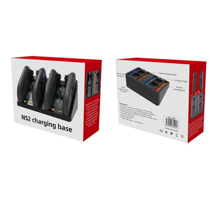 Station de charge 4 en 1 pour Nintendo Switch 2 Joy-Con, permettant de recharger 4 manettes et dotée de 4 emplacements pour cartes mémoire, HBS-2803