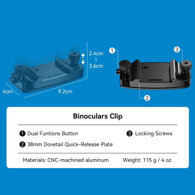 APEXEL BinoClamp Pro Quick-Release Binocular Mount Kit 360-degree Swivel Aluminum Binocular Holder, APL-F007