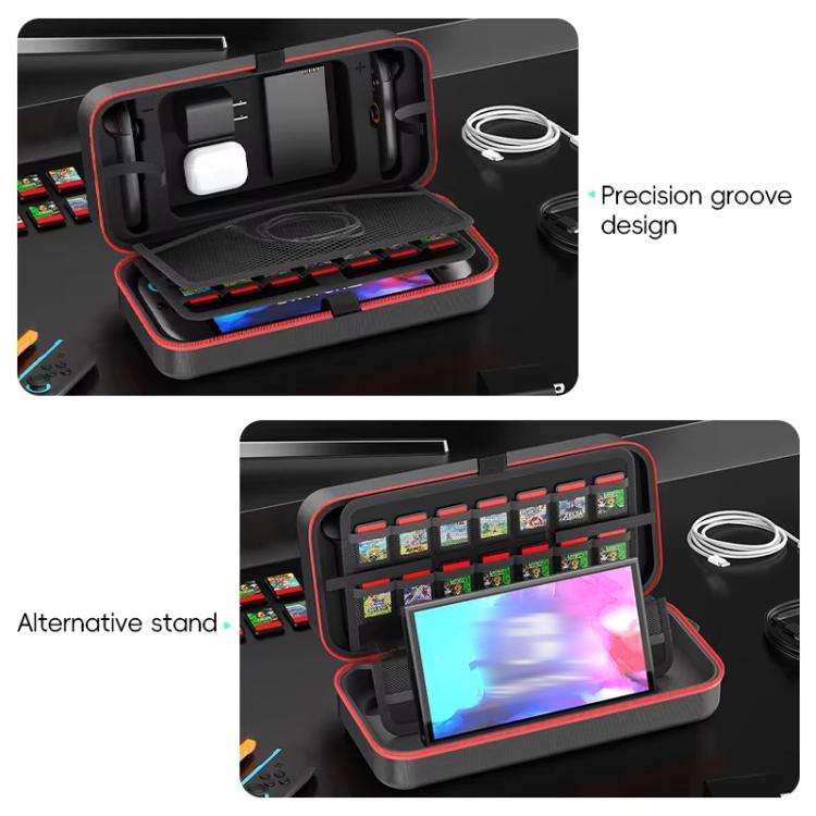 For Nintendo Switch 2 OIVO  Large-Capacity EVA Carrying Case With Built-In Stand, 24 Game Card Slots